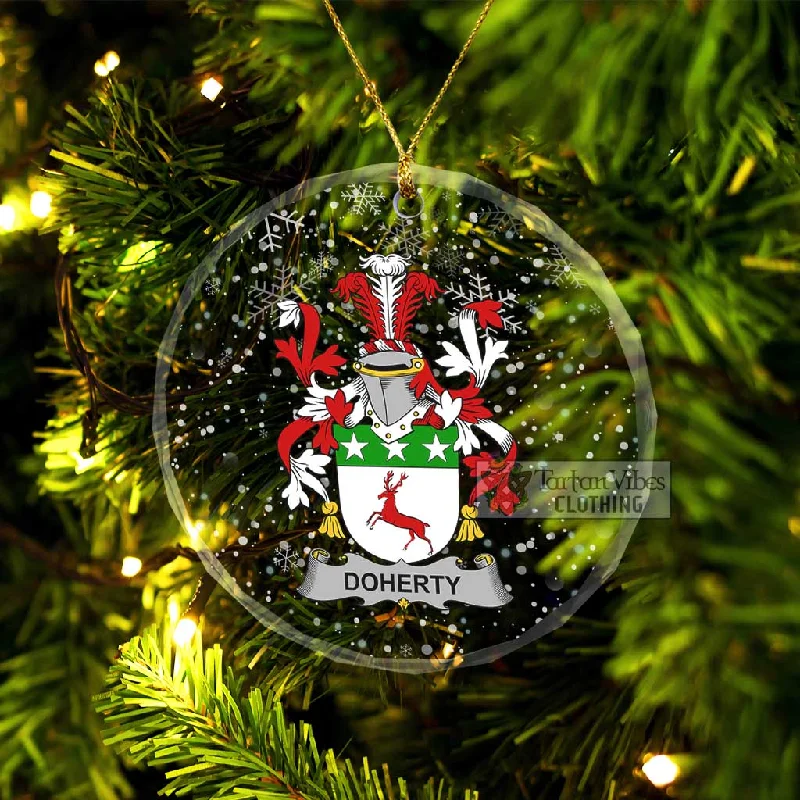 Doherty Irish Clan Christmas Glass Ornament with Coat of Arms Embroidered Appliqued Beaded Doherty Irish Clan Christmas Glass Ornament with Coat of Arms Embroidered Appliqued Beaded