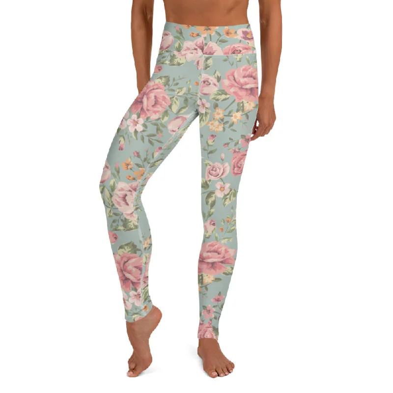 Floral Yoga Leggings Trendy Sports Performance Leggings
