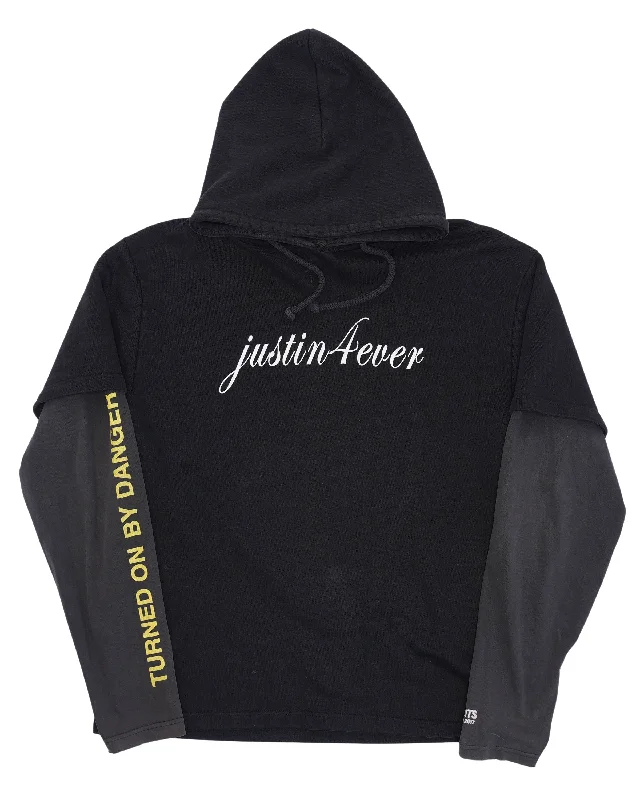 FW17 'Justin4Ever' Layered Hoodie Hoodie with Elastic Waist Stretchable Comfortable