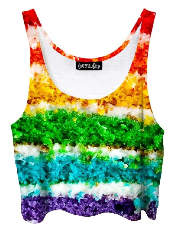 Rainbow Cake Birthday Crop Top Casual Formal Business