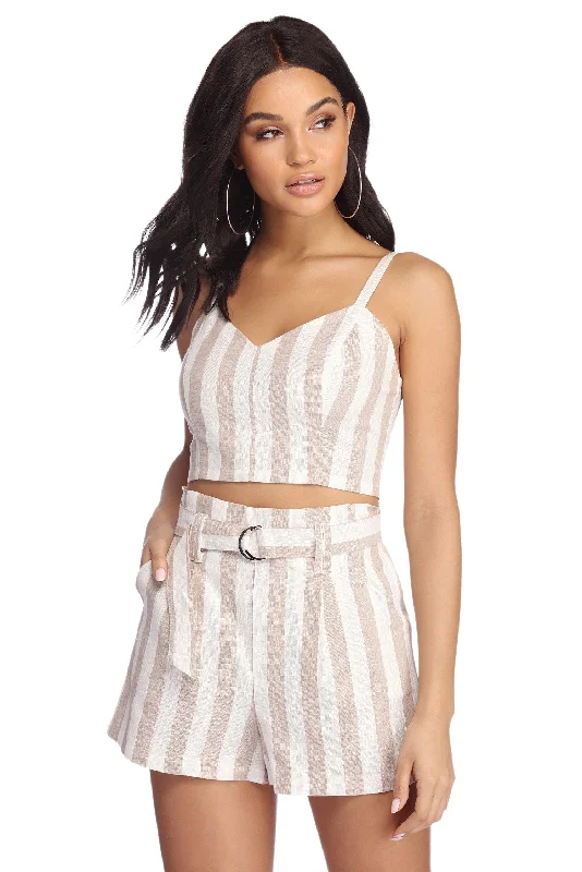 Striped Right Crop Top Terry Blend Velvet Blend Canvas Blend