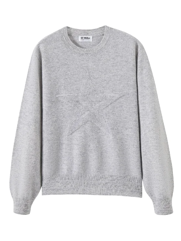 Polly Cashmere Pullover with Boucle Star Batwing Sleeve Top