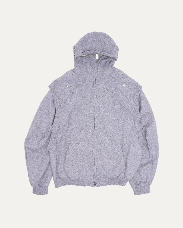 Multi-Snap Zip-Up Hoodie Hoodie with Frayed Bohemian Relaxed