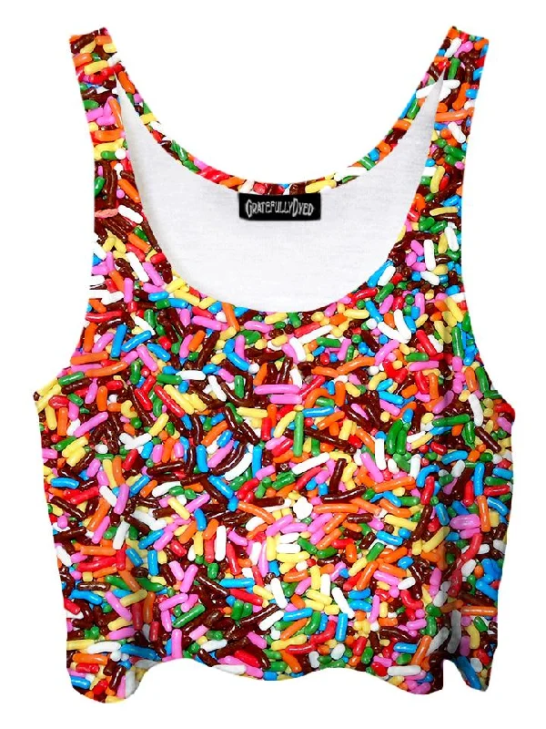 Sprinkles Rainbow Birthday Crop Top Layered Multi-layer Single Layer