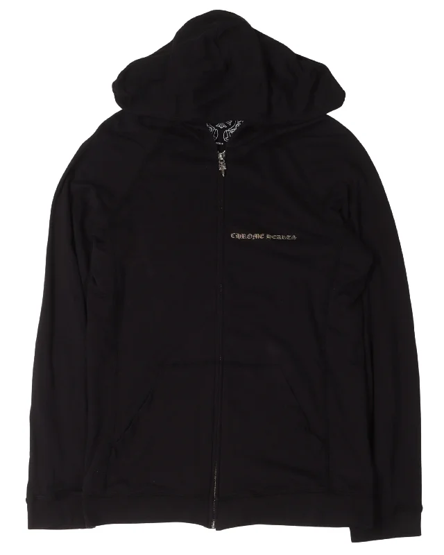 Vintage Plus Cross Zip-Up Thin Hoodie Hoodie with Hem Detail Decorative Unique