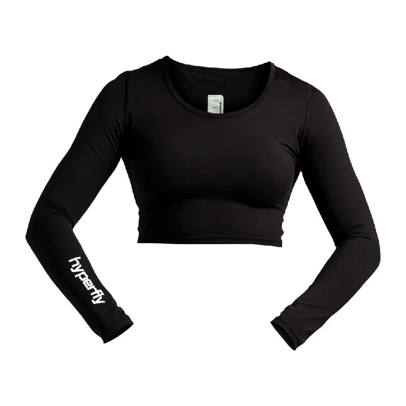 FlyGirl Long Sleeve Crop Top Collared Crop Top Boat Neck A-Line