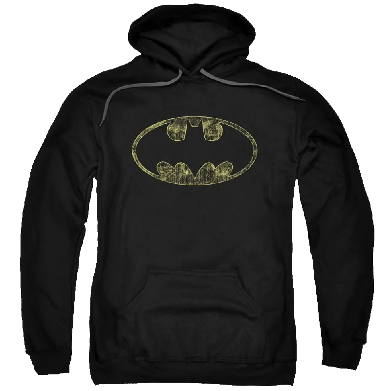 Batman Tattered Logo - Pullover Hoodie Crew Neck Wool
