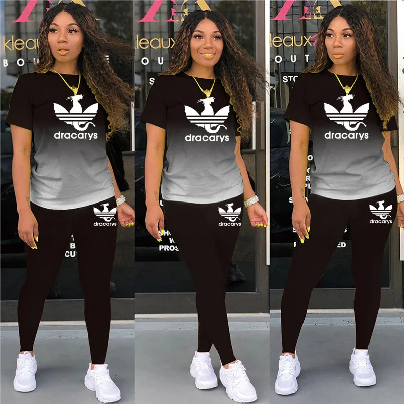 Tracksuits Women 2 Pieces Sets short Sleeve O-Neck Pullover Top Trousers Sportswear Sports Suit Female Clothes Spring 2021 New Trousers Favorite Customer Tracksuits Women 2 Pieces Sets short Sleeve O-Neck Pullover Top Trousers Sportswear Sports Suit Female Clothes Spring 2021 New Trousers Favorite Customer