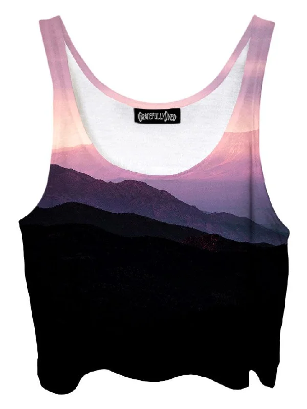 Get Lost Mountain Crop Top Collared Crew Neck Turtle Neck