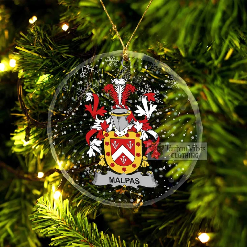 Malpas Irish Clan Christmas Glass Ornament with Coat of Arms Pockets Sleeves Lining