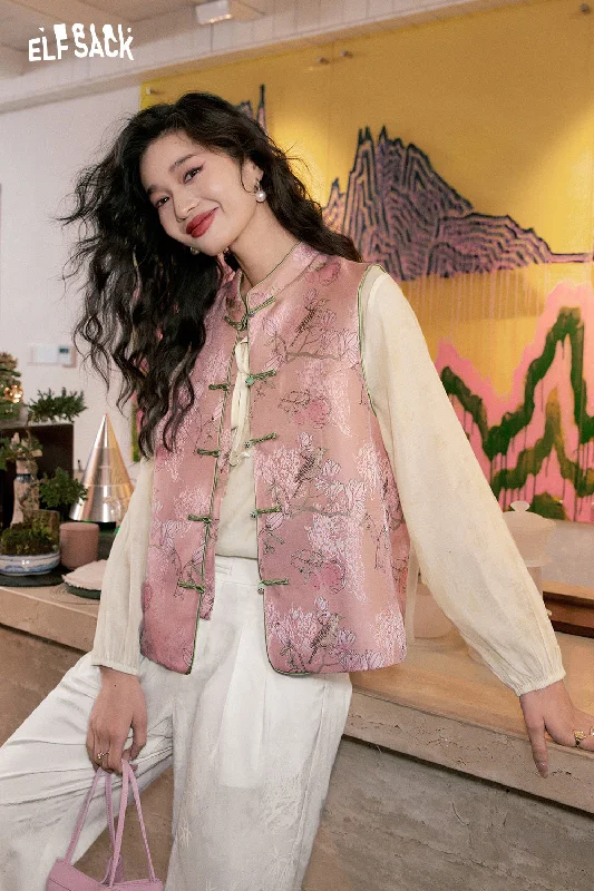 ELFSACK 2024 summer new arrival picnic travel vacation holiday soft comfortable fitted Chinese style chiffon printing button elegant long sleeve pullover warm casual smooth Leg Sleeve Comfort ELFSACK 2024 summer new arrival picnic travel vacation holiday soft comfortable fitted Chinese style chiffon printing button elegant long sleeve pullover warm casual smooth Leg Sleeve Comfort