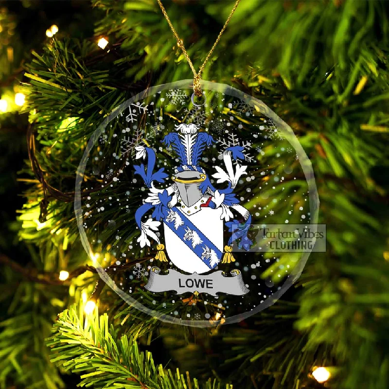 Lowe Irish Clan Christmas Glass Ornament with Coat of Arms Wool Cashmere Tweed