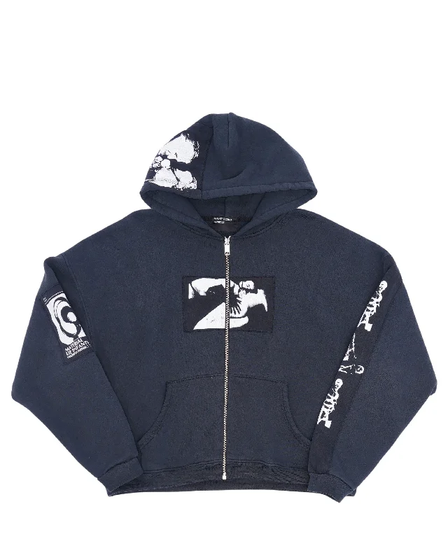 Patch Work Zip Up Hoodie Hoodie with Logo Branding Identity