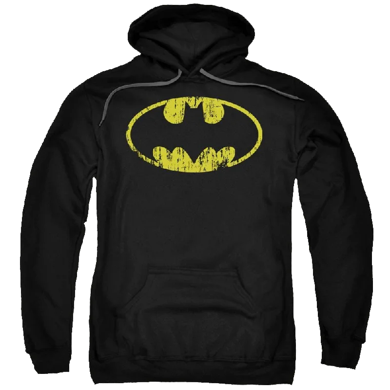 Batman Classic Logo Distressed - Pullover Hoodie Solo Sleeve Pullover
