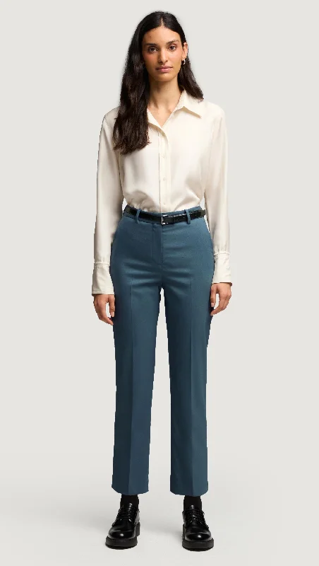Cropped Straight Leg Trouser in Seasonless Wool | Stone Blue Trousers Hiking Durable Cropped Straight Leg Trouser in Seasonless Wool | Stone Blue Trousers Hiking Durable
