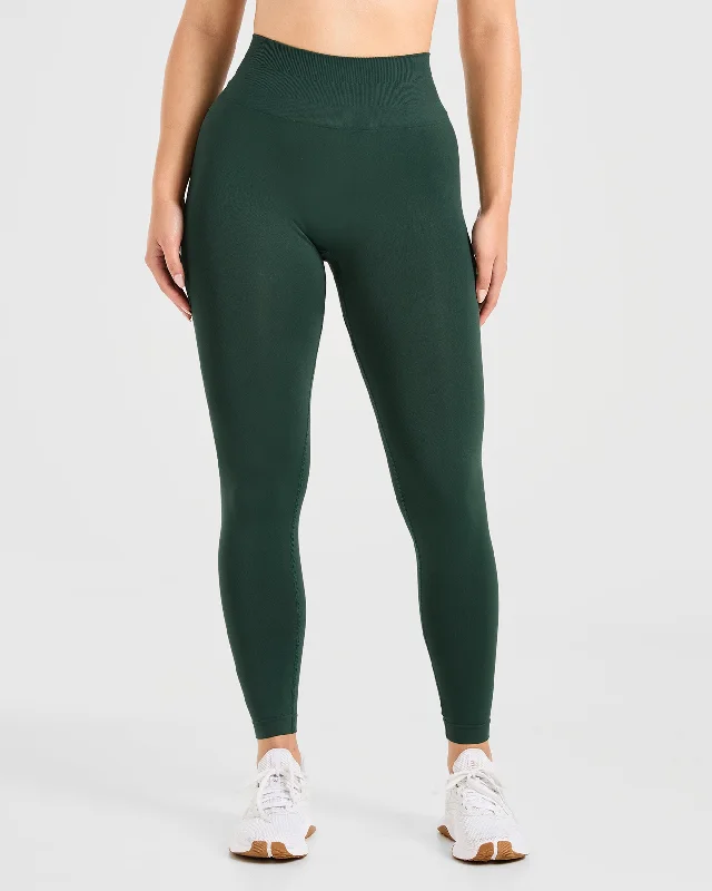 Power Seamless Leggings - Evergreen Comfortable Power Mesh Leggings