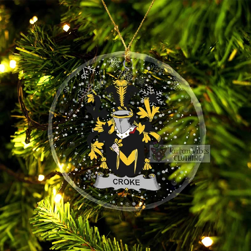 Croke Irish Clan Christmas Glass Ornament with Coat of Arms Buttoned Toggled Snapped