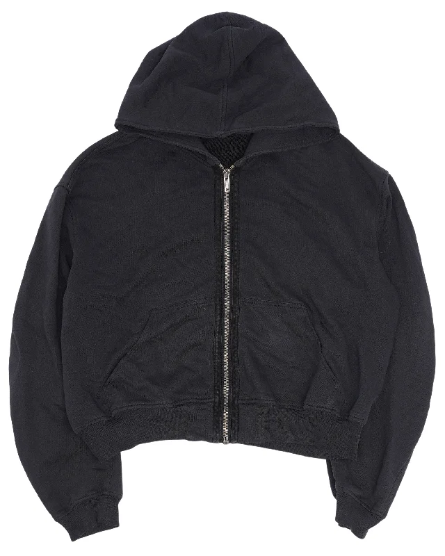 FW14 Suede Trim Zip Up Hoodie Hoodie with Pattern Geometric Abstract