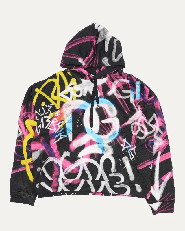 Graffiti Logo Hoodie Hoodie with Strings Custom Fit Adjustable