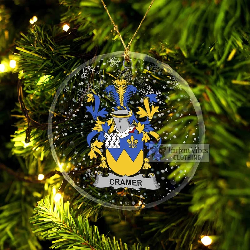 Cramer Irish Clan Christmas Glass Ornament with Coat of Arms Tailored Straight A-Line