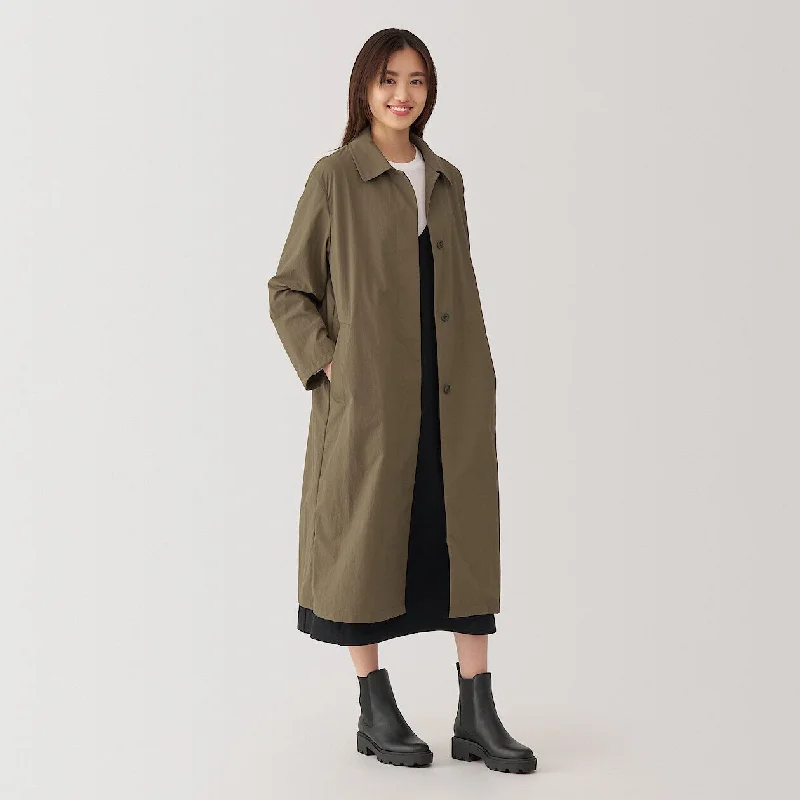 Water Repellent Collared Coat Striped Polka Dot Floral