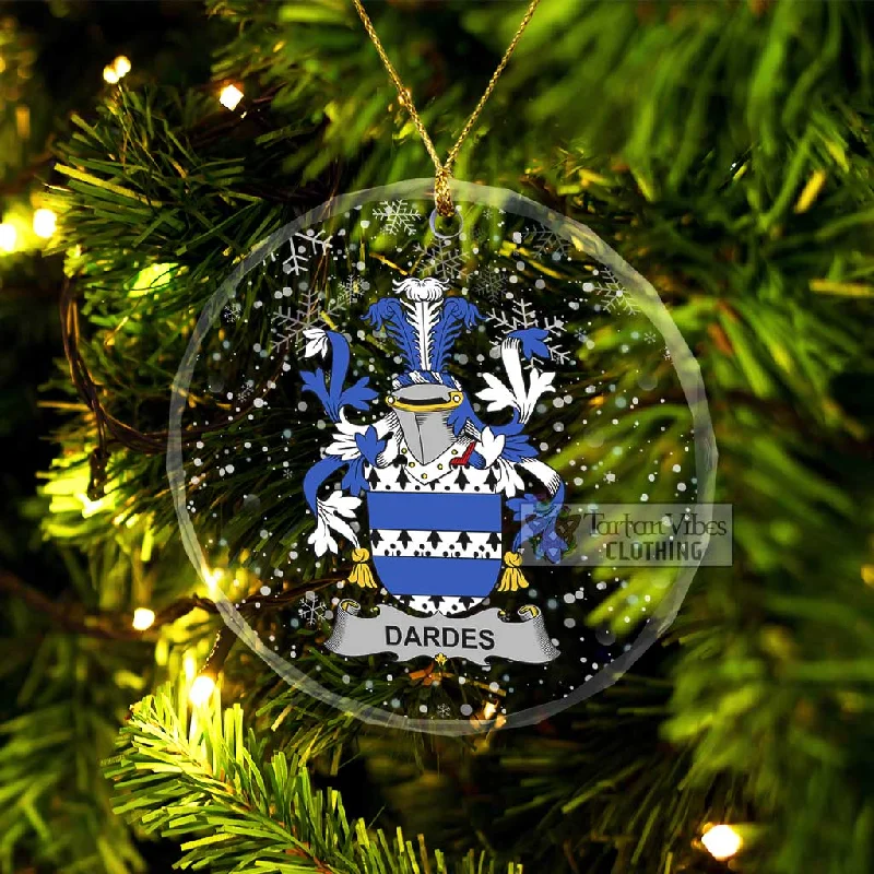 Dardes Irish Clan Christmas Glass Ornament with Coat of Arms Cape Coat Herringbone Coat Tweed Coat