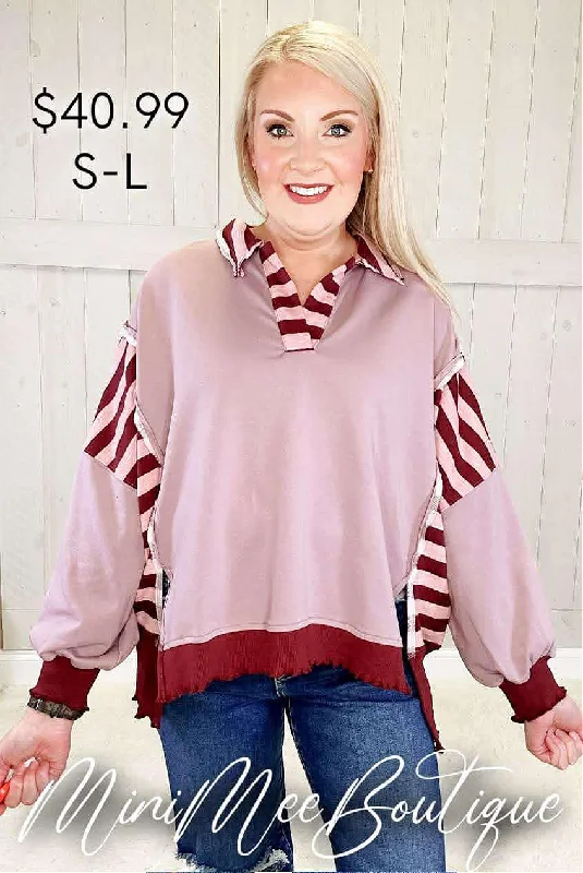 Purple/Burgundy Oversized Pullover Oblong Neck Pullover