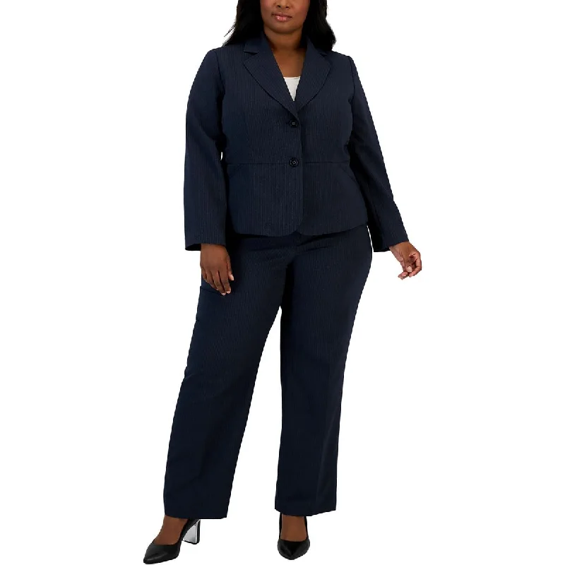 Le Suit Womens Plus Pinstripe High Rise Trouser Pants Trousers Custom Made