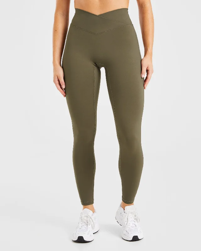 Sculpt Wrap Leggings - Deep Khaki Comfortable Bootcut Workout Leggings