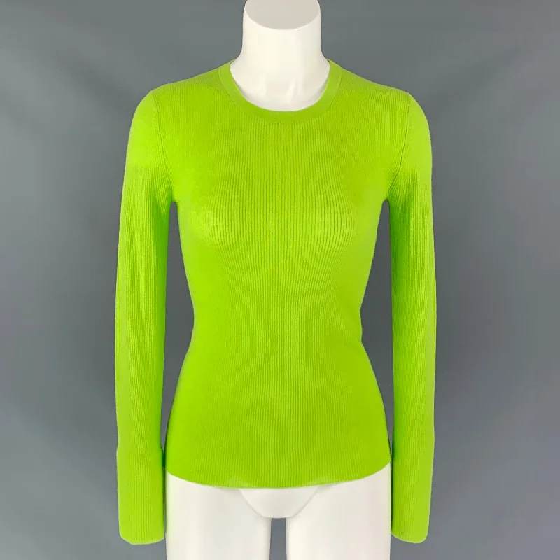 MICHAEL KORS Cashmere Ribbed Knit Size S Green Pullover Leg Sleeve Comfort