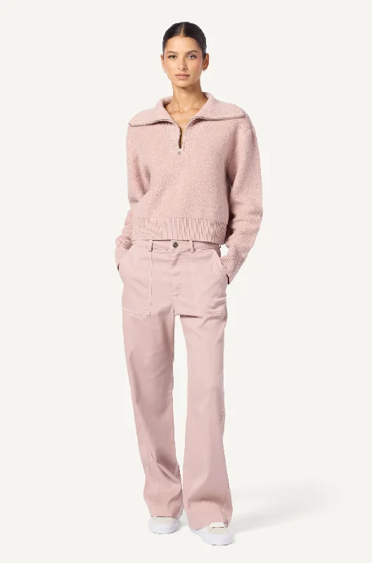 Tinsley Half Zip Cashmere Pullover Short Sleeve Top