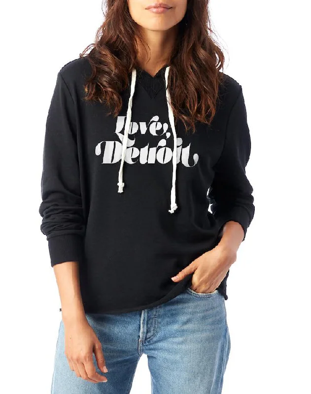 Women's Love From Detroit French Terry Pullover Hoodie Hooded Pullover Sweater