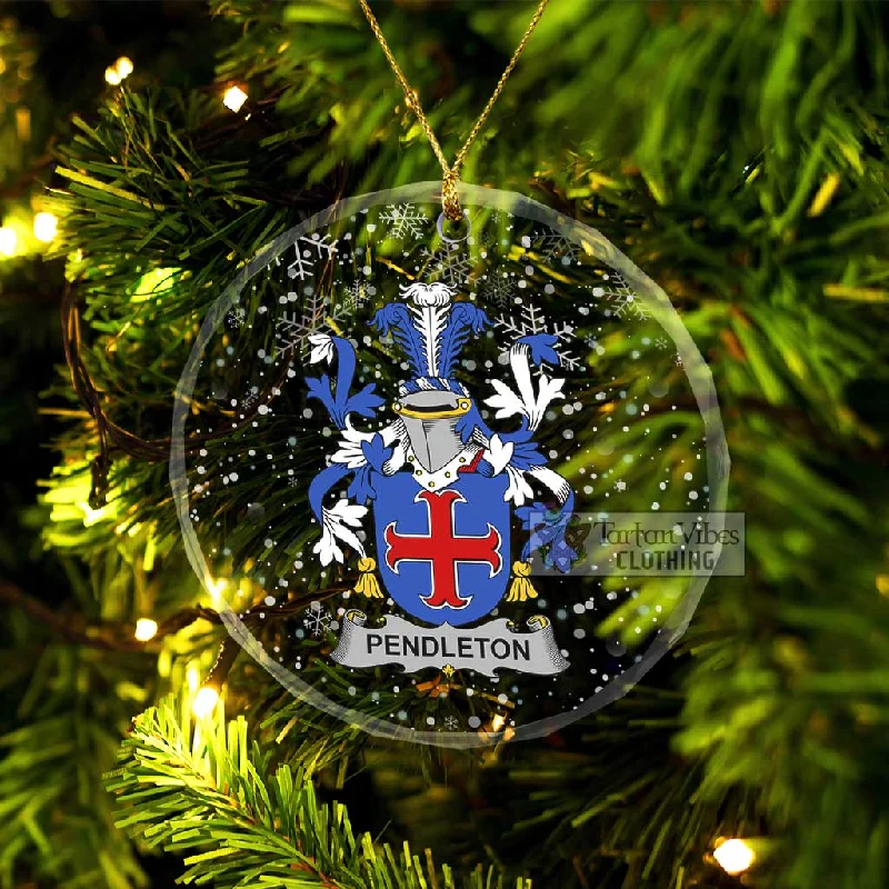 Pendleton Irish Clan Christmas Glass Ornament with Coat of Arms Shawl Collar Notch Collar Lapel Collar