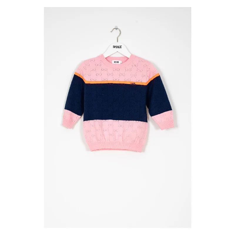 Indee Pink Tricolor Pullover Halter Neck Top