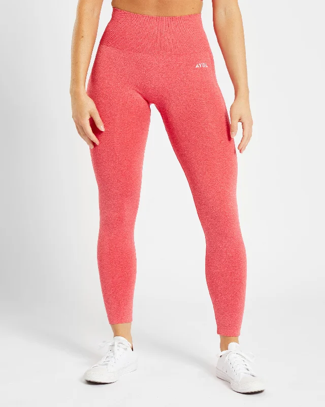 Empower Seamless Leggings - Coral Red Marl Elegant Textured Leggings