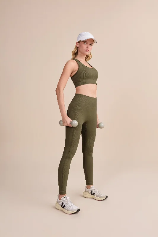 Mix Seamless Knit Leggings Trendy Faux Suede Leggings