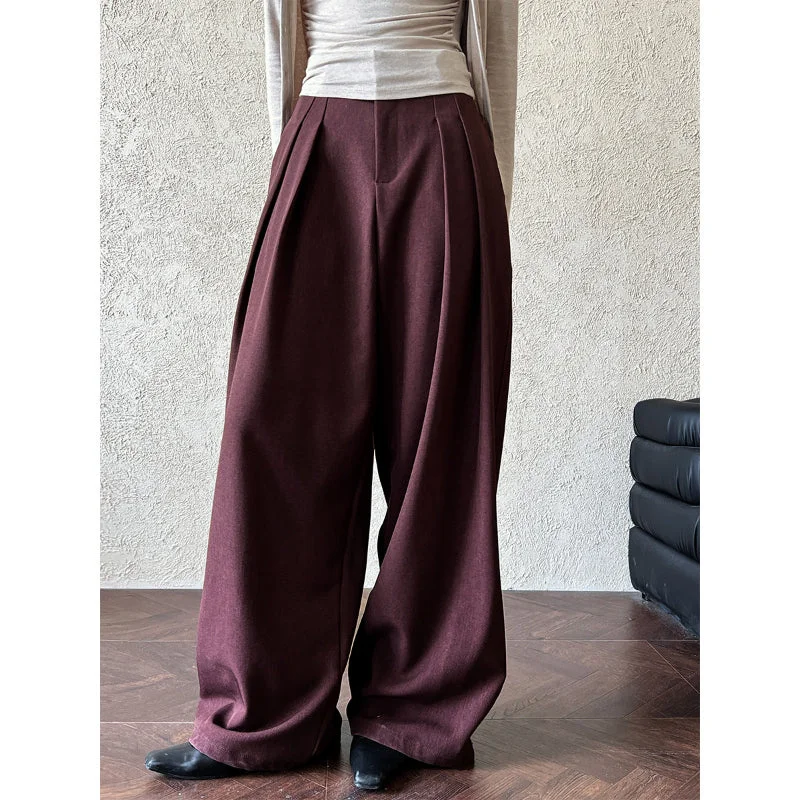Drape Wide-leg Floor-length Suit Trousers Trousers Travel Practical