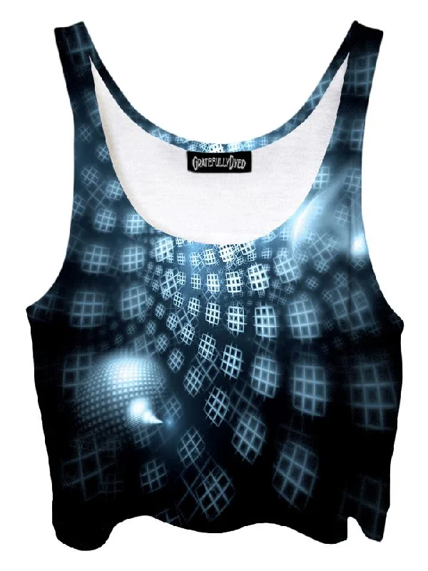 Honeycombs Geometric Light Show Fractal Crop Top Fashionable Trendy Casual