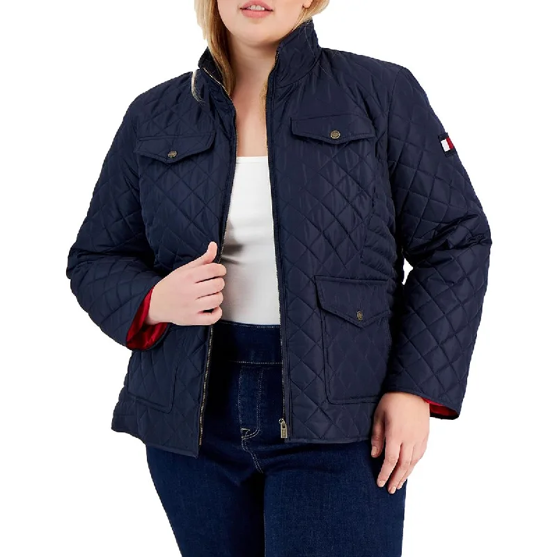 Tommy Hilfiger Womens Plus Lightweight Warm Quilted Coat Bomber Jacket Denim Jacket Leather Jacket