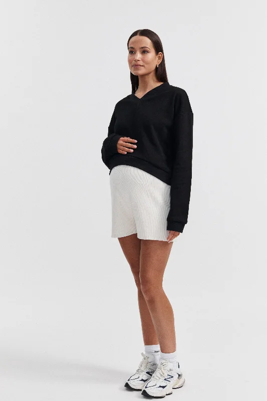 Crop V Neck Sweatshirt - FINAL SALE Hoodie with Lining Warm Insulated