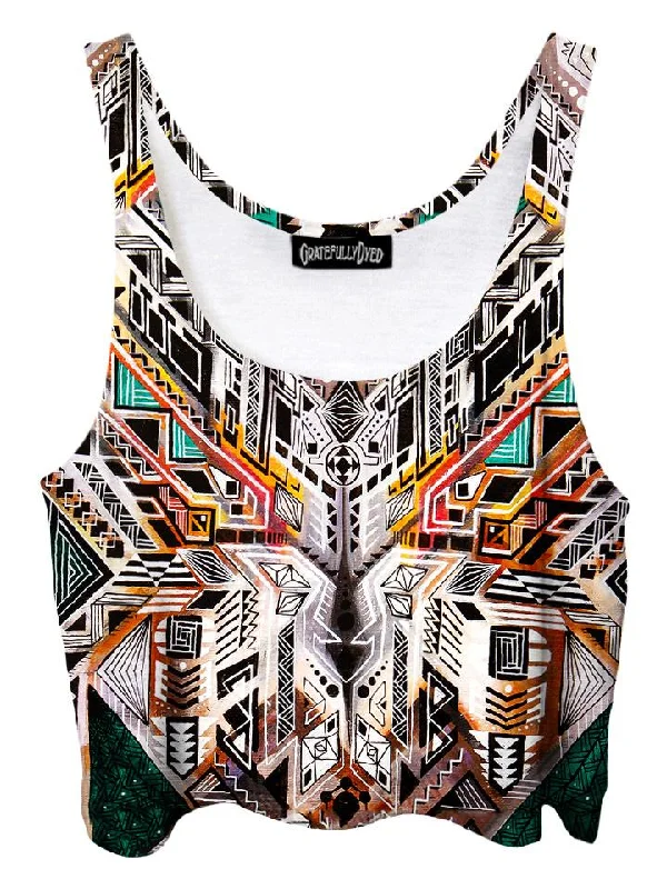 Owl Medicine Tribal Sacred Geometry Crop Top Handmade Hand-knitted Hand-woven