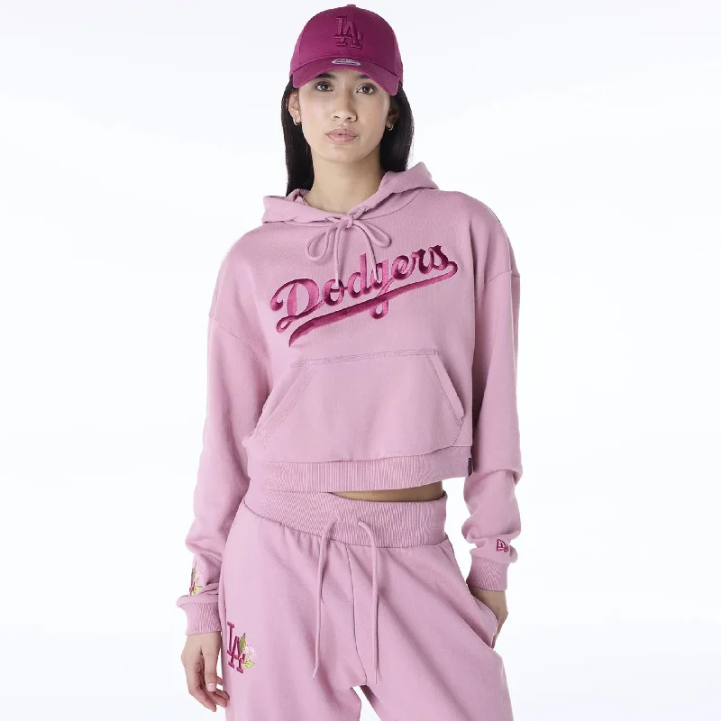 LA Dodgers Womens MLB Graphic Dark Pink Pullover Hoodie High Neck Pullover