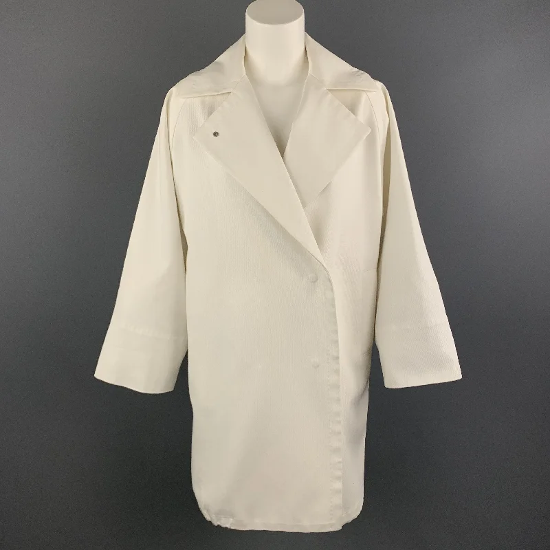 MAX MARA Size 2 White Cotton Hidden Snap Pointed Lapel Coat Cardigan Sweater Pullover