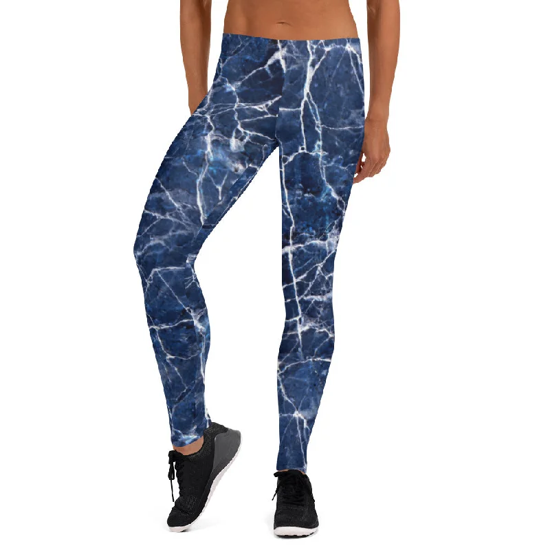 Blue Marble Pattern Leggings Fashionable Quick-Dry Leggings