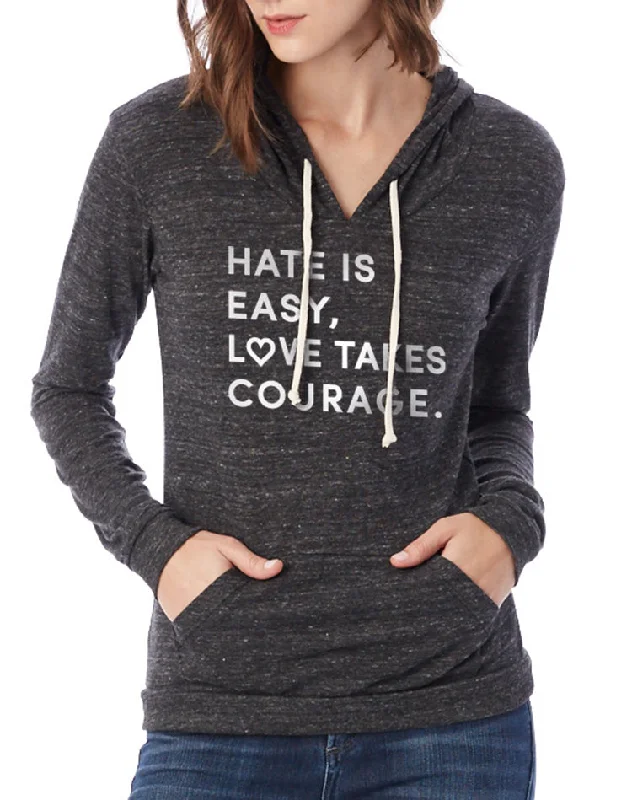 Women's Love Takes Courage Eco-Jersey Pullover Hoodie V-Neck Stylish Pullover