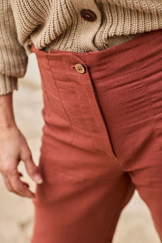 Faren linen trousers in roiboos red Trousers Silk Elegant