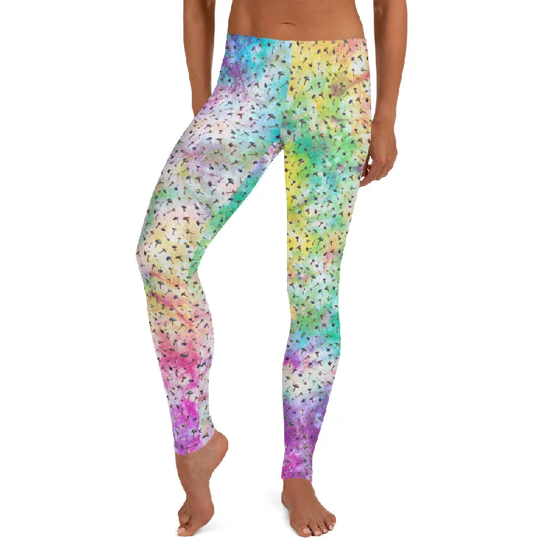 Tie Dye Mushroom Mirage Leggings Trendy High-Waist Tummy Control Leggings
