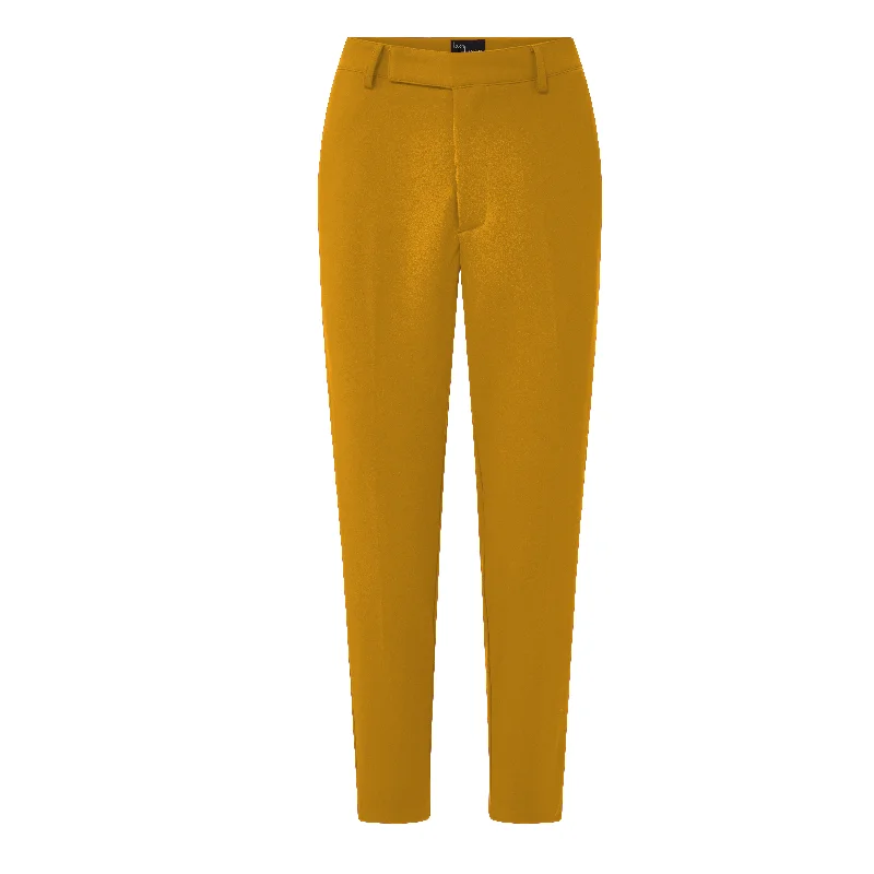 Leggings Suit Pants - Mustard Gold Fashionable Ribbed Knit Leggings