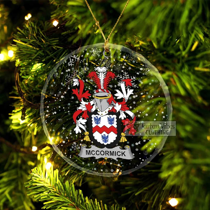 McCormick Irish Clan Christmas Glass Ornament with Coat of Arms empire Basque Peplum