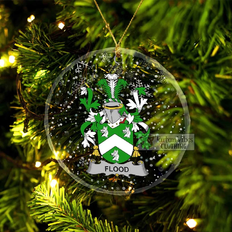 Flood Irish Clan Christmas Glass Ornament with Coat of Arms Off-the-Shoulder Jacket Double-Breasted Coat Single-Breasted Coat